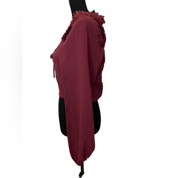 New ~ OPEN EDIT ~  (Nordstrom) Ruched Keyhole Crop Top ~ Small - Picture 4 of 9